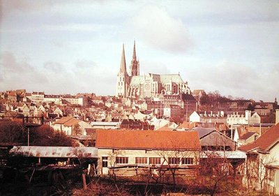 Panoramic view of the town with the cathedral by French School
