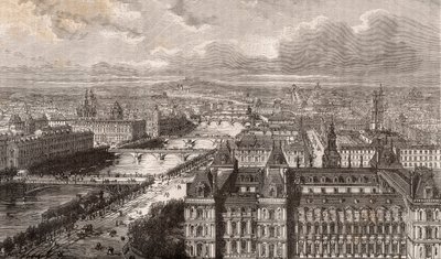 Paris - la Seine - les Ponts - vue prise de la tour Saint-Gervais by French School