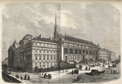 Paris - new facade of the courthouse, built by Joseph-Louis Duc (1802-1879) - (West Facade, on Rue de Harlay) engraving of 1869 by French School
