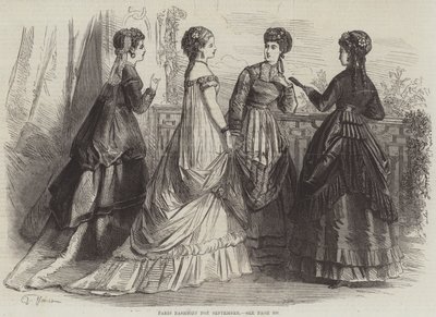 Paris Fashions for September by French School