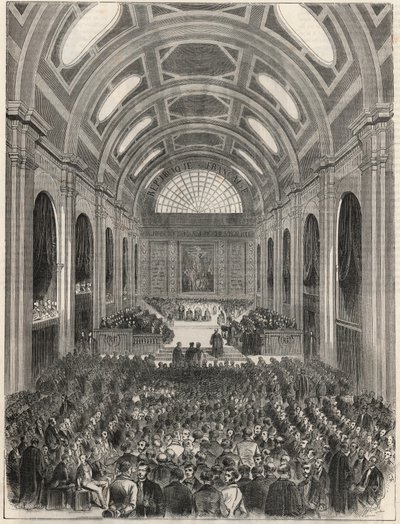 Paris, Palais de Justice - La salle des pas perdus pendant une ceremonie officielle - Engraving in 