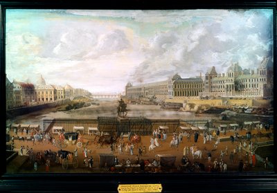 Paris, View of the Pont-neuf (Pont neuf), the Palais du Louvre and the College of Four Nations circa 1680 by French School