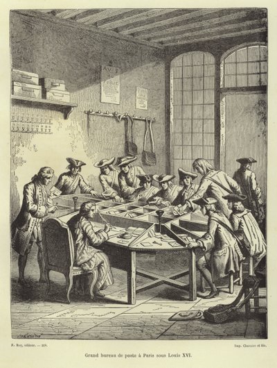 Paris post office under Louis XVI by French School
