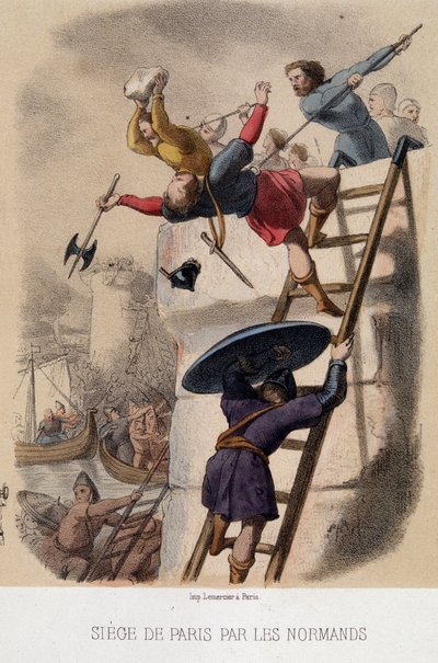 Paris Siege by the Normans (885) by French School