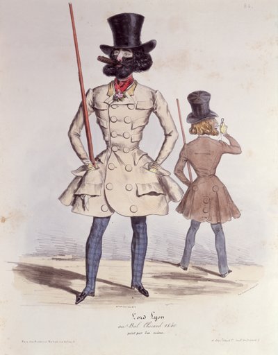 Parisian Dandies at the Bal Chicard, 1840 by French School
