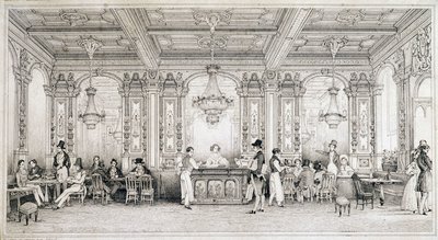 Parisian cafe at the beginning of the 19th century by French School