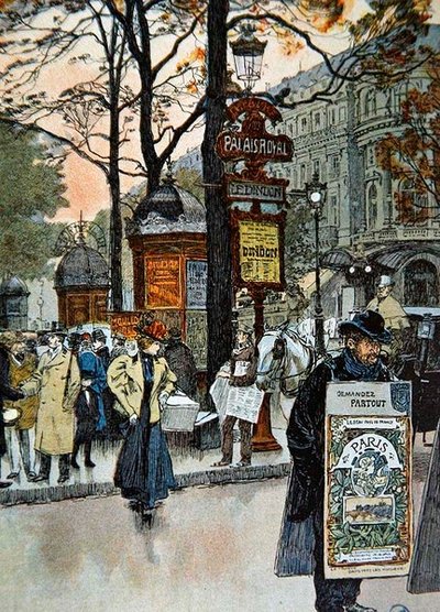 Parisian Street Scene Near the Metro Station of Palais-Royal by French School