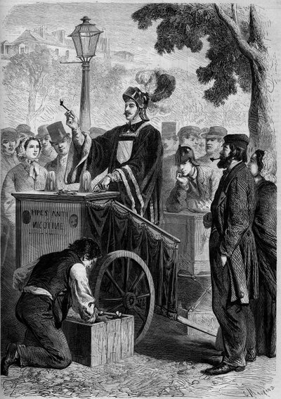 Parisian types: Claude Cotte, known as the Anti Mangin, an anti-nicotine pipe dealer. Engraving in Le Monde Illustré n°277 of August 2 by French School