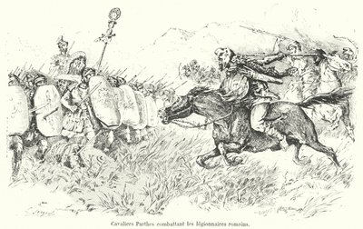 Parthian Cavalry Attacking Roman Legionaries by French School