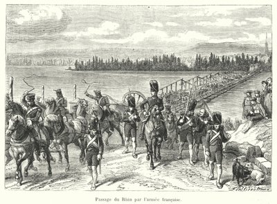Crossing of the Rhine by the French Army (engraving) by French School