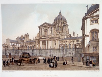 Passing by the church of Val de Grace in Paris - lithography by French School
