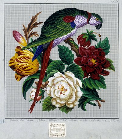 Pattern for Cross Stitch Embroidery (Parrot) - in Journal des Demoiselles 1852 by French School