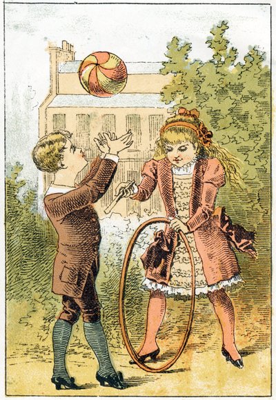 Paul plays ball and Louise plays hoop - in Alphabet des petits savants by French School