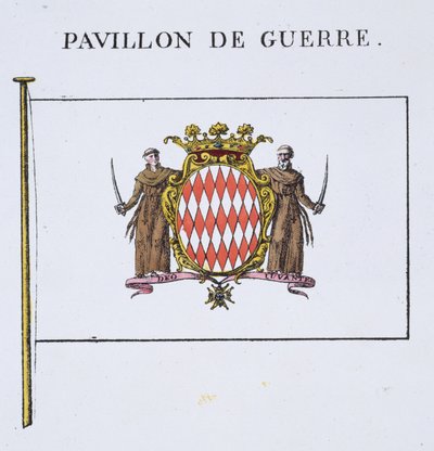 Pavillon de Guerre, detail from Flags from Monaco, from a French book of Flags, c.1819 by French School