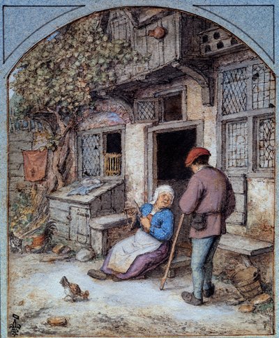 Peasants in Front of Their House by French School