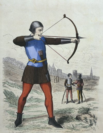 Pedestrian archer in 13th century by French School