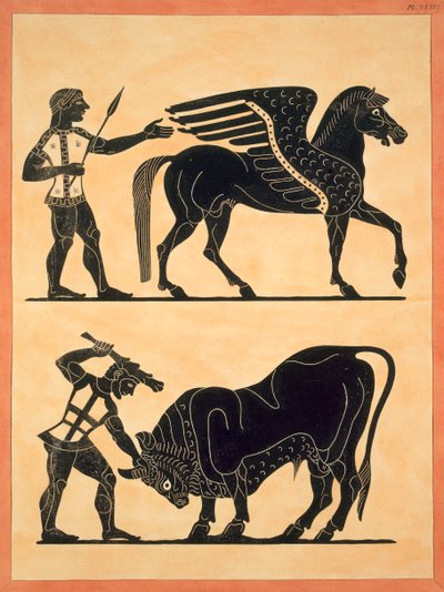 Pegasus, with Hercules slaying the Bull, published 1808-10 by French School