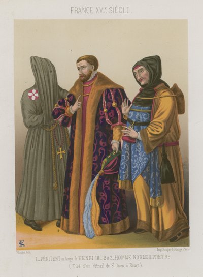 Penitent in the Time of Henry III with a Noble Man and Priest by French School