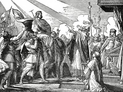 Pepin proclaimed King of the Franks in 751, c.1890 by French School