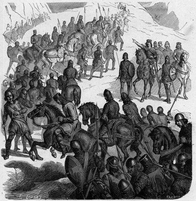 Pepin the Brief Crossing the Alps to Rescue the Pope Against the Lombards by French School