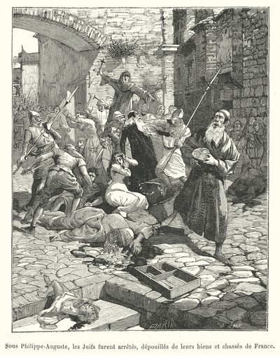 Persecution of French Jews during the reign of King Philip Augustus, late 12th Century by French School