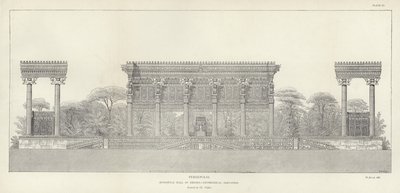 Persepolis, Hypostyle Hall of Xerxes, geometrical elevation, restored by Ch Chipiez by French School