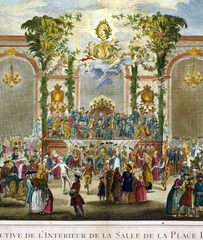 Perspective View of the Interior of the Room of the Place Dauphine (detail) by French School