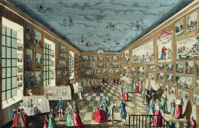 Perspective View of the Salon of the Royal Academy of Painting and Sculpture at the Louvre, Paris by French School