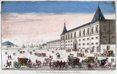 Perspective View of the Palace of the Duke of Aveiro in Lisbon - Engraving by French School