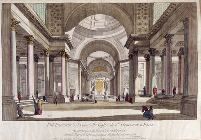 Perspective view of the interior of the church of Sainte Geneviève in Paris - optical view by French School