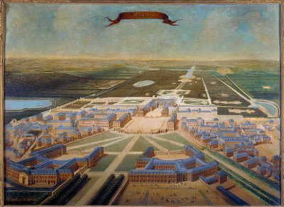 Perspective View of the Stables of the Castle and the Gardens of Versailles by French School