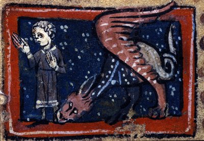 Peryton drawn from a French bestiary of the 14th century. Biblioteca Trivulziana by French School