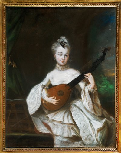 Lady with Guitar by Antoine Pesne by French School