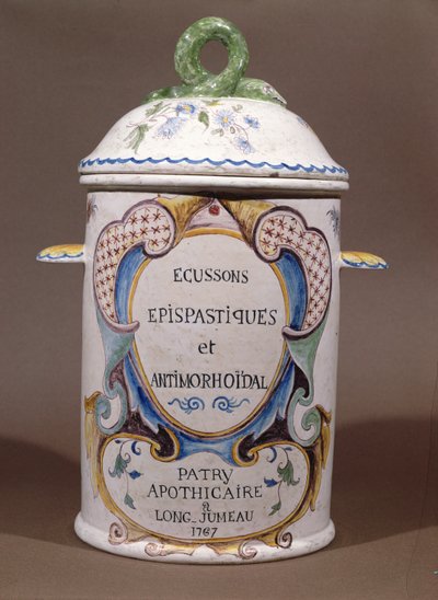 Pharmaceutical jar from the Patry apothecary in Longjumeau, 1767 by French School