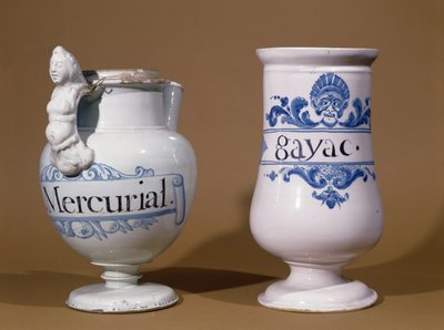 Pharmaceutical jars for Mercurial and Gayac, late 17th century or early 18th century by French School