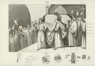 Philip III of France helping to carry the coffin of his father, Louis IX by French School
