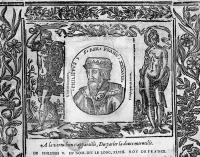 Philip V, the Long, portrait engraved in medallion by French School