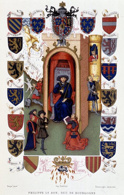 Philippe le Bon, Duke of Burgundy Receiving the Dedication of a Book (Coat of Arms) by French School