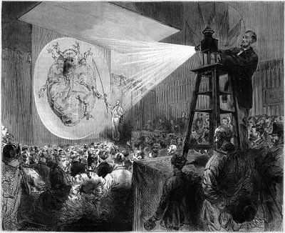 Photographic projection of a phylloxera during a conference of the exhibition of insects by French School