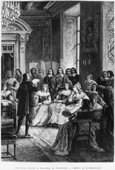 Pierre Corneille (1606-84) reading Polyeucte at the Hotel de Rambouillet, c.1880 by French School