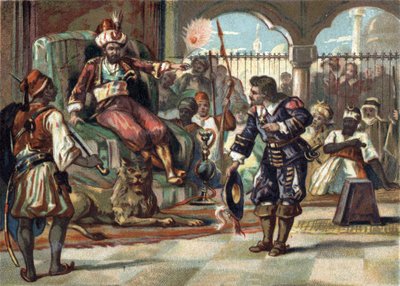 Pierre Porcon de La Barbinais, captain of frigate, was taken prisoner by the Dey of Algiers. He sent him to bargain with King Louis XIV the treatment of French captives in Algeria and the peace agreements. The king refused the proposals, and the Breton com by French School