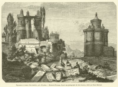Pigeon Houses and Ruins of a Cemetery, near Isfahan (engraving) by French School