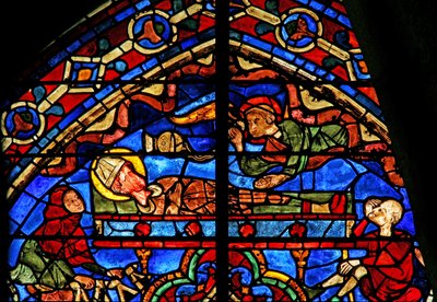 Pilgrims and an angel at the tomb of Thomas Becket by French School