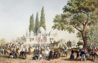 Pilgrims halting in Jaffa at the Fountain of Sabil Abu Nabut by French School