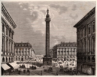 Place Vendome in Paris in the 19th century - engraving in 
