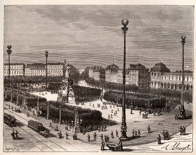 Place de la Republique in Paris - engraving in La France illustree: geography, history, administration statistique by V.A. Malt-Brown. 1884 by French School