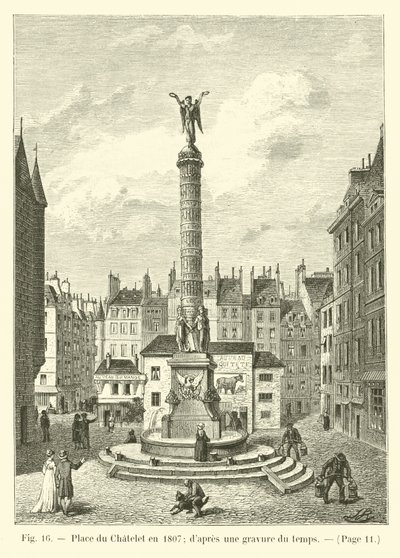 Place du Chatelet in 1807; after an engraving of the time by French School