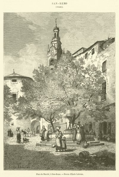 Market Square, San-Remo (engraving) by French School