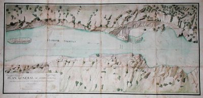 Plan for the construction of a stone bridge across the Liamone River in Corsica by French School