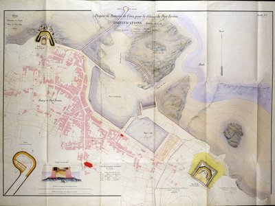 Plan for the Construction of the Coast Batteries for the Defence of Breton Harbour in 1848 by French School